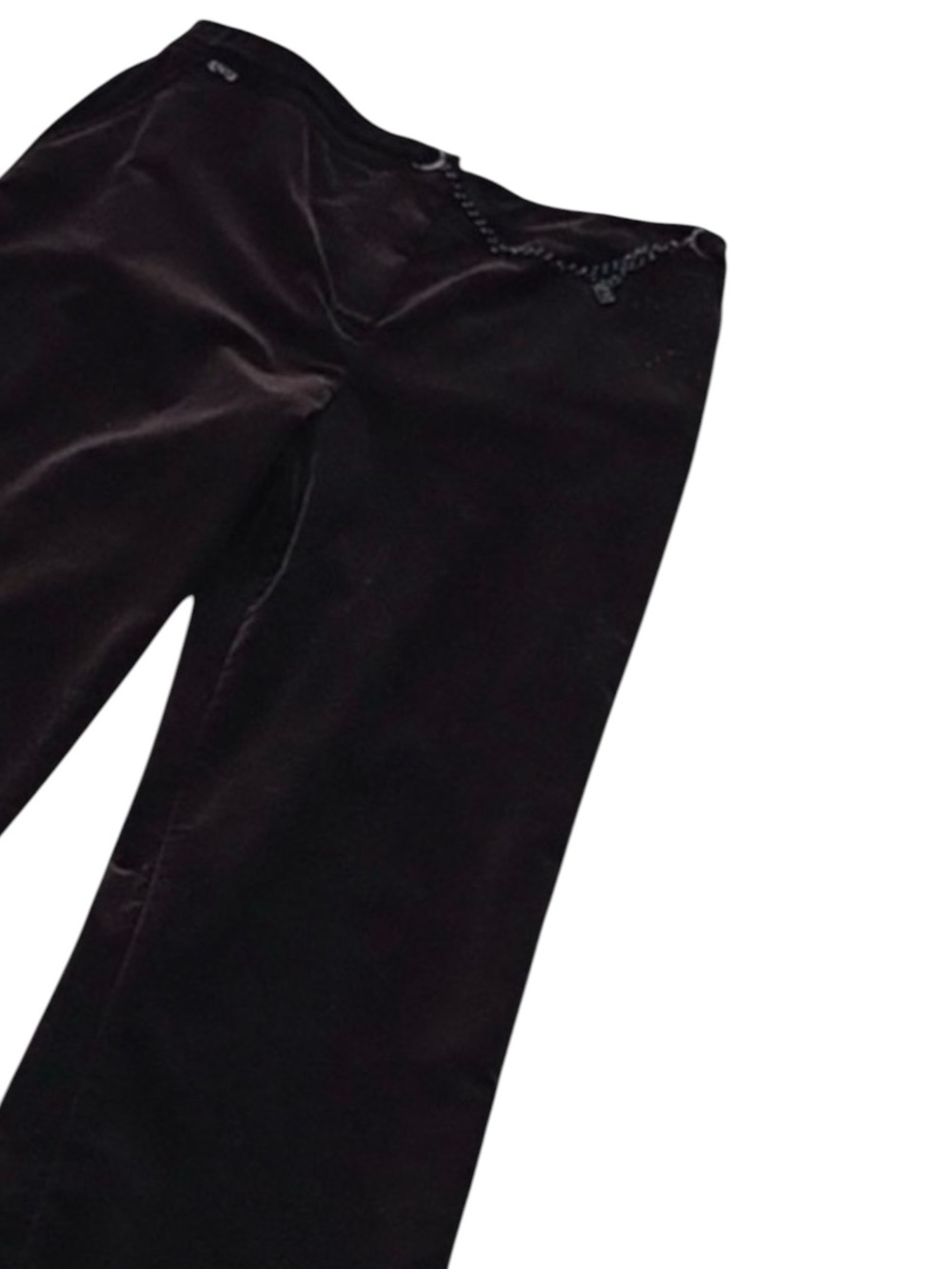 NWOT St. John Sport Black Velvet Pants With A Waist Chain Logo - Sz 12